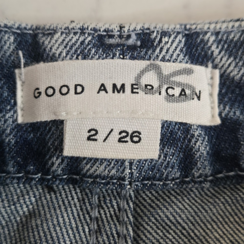 Good American High Rise Straight Jeans Women Size 2 / 26 Acid Wash Denim - Picture 6 of 13